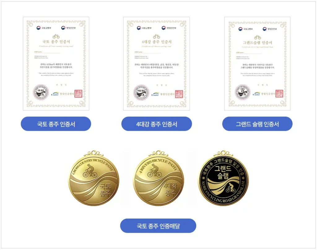 국토종주 인증서
